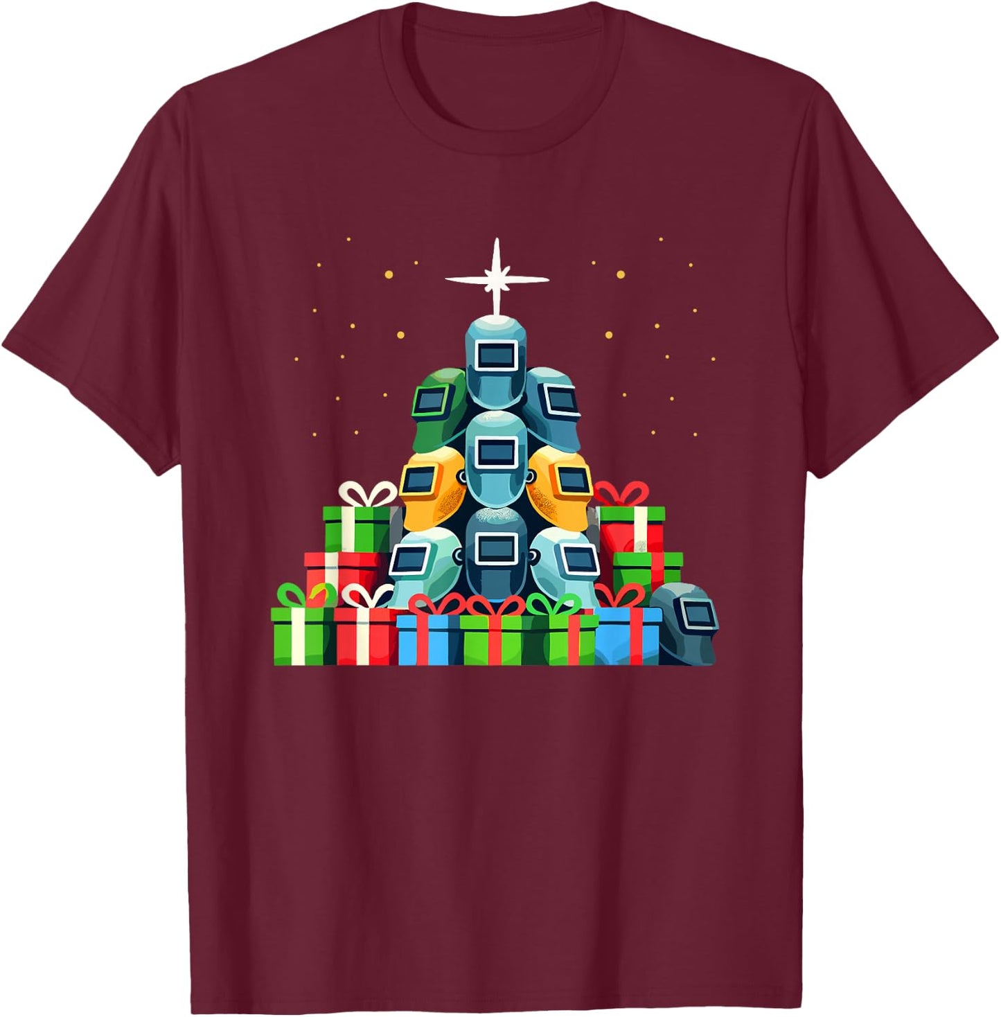 Christmas Tree Mig Welder Metal Weld Welding Welders T-Shirt - T-Shirt | Maroon