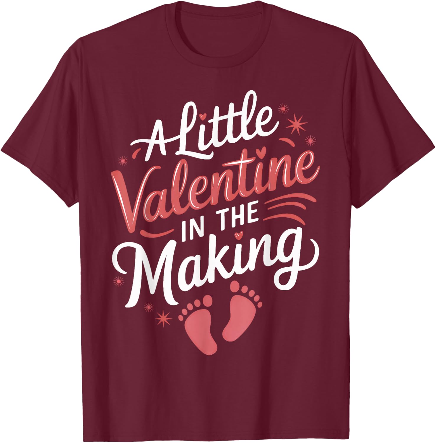 Little Valentine In The Making Cute Pregnancy Announcement T-Shirt - T-Shirt | Maroon