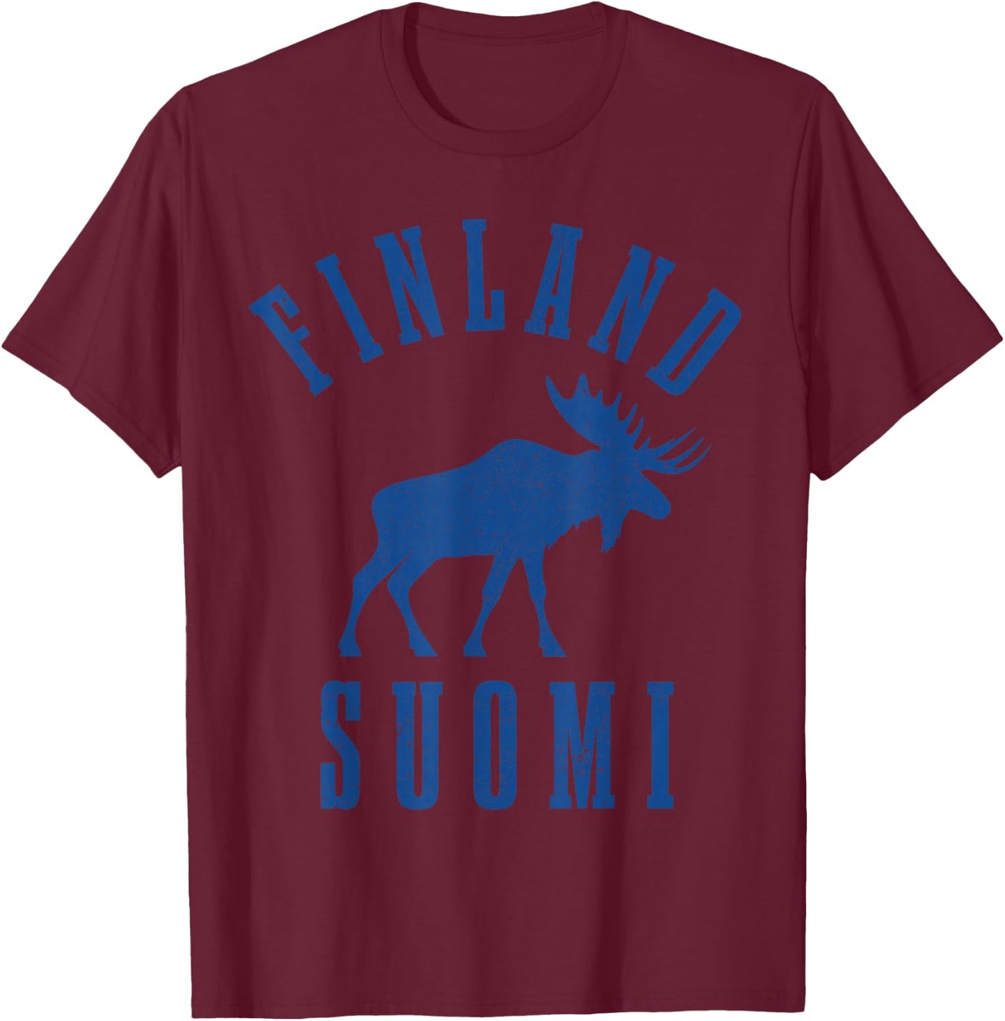 Finland Suomi Moose Finnish Finn Sisu Souvenir Vintage T-Shirt - T-Shirt | Maroon
