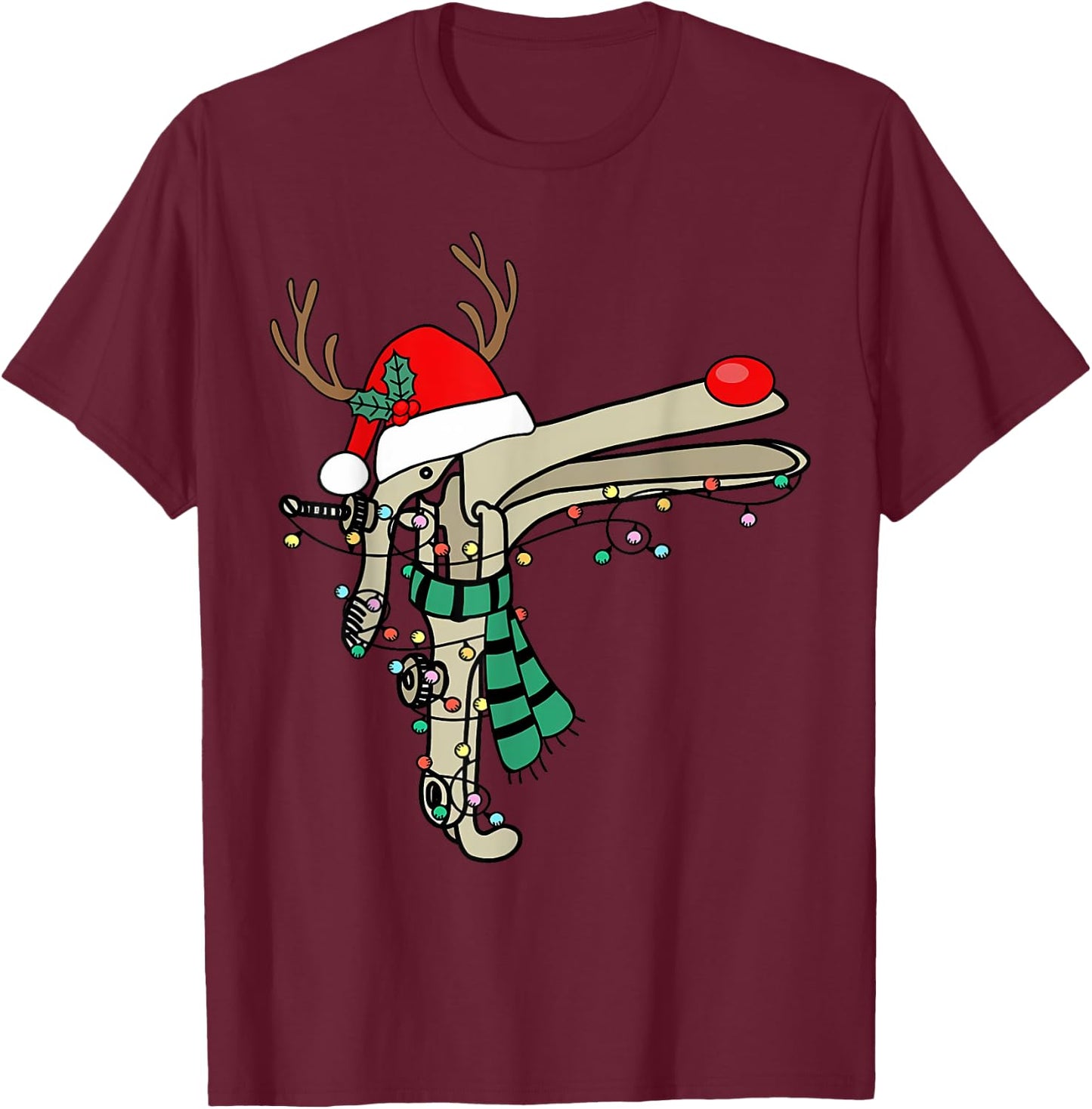 Christmas Speculum Reindeer Obgyn Nurse Santa Hat Nursing T-Shirt - T-Shirt | Maroon