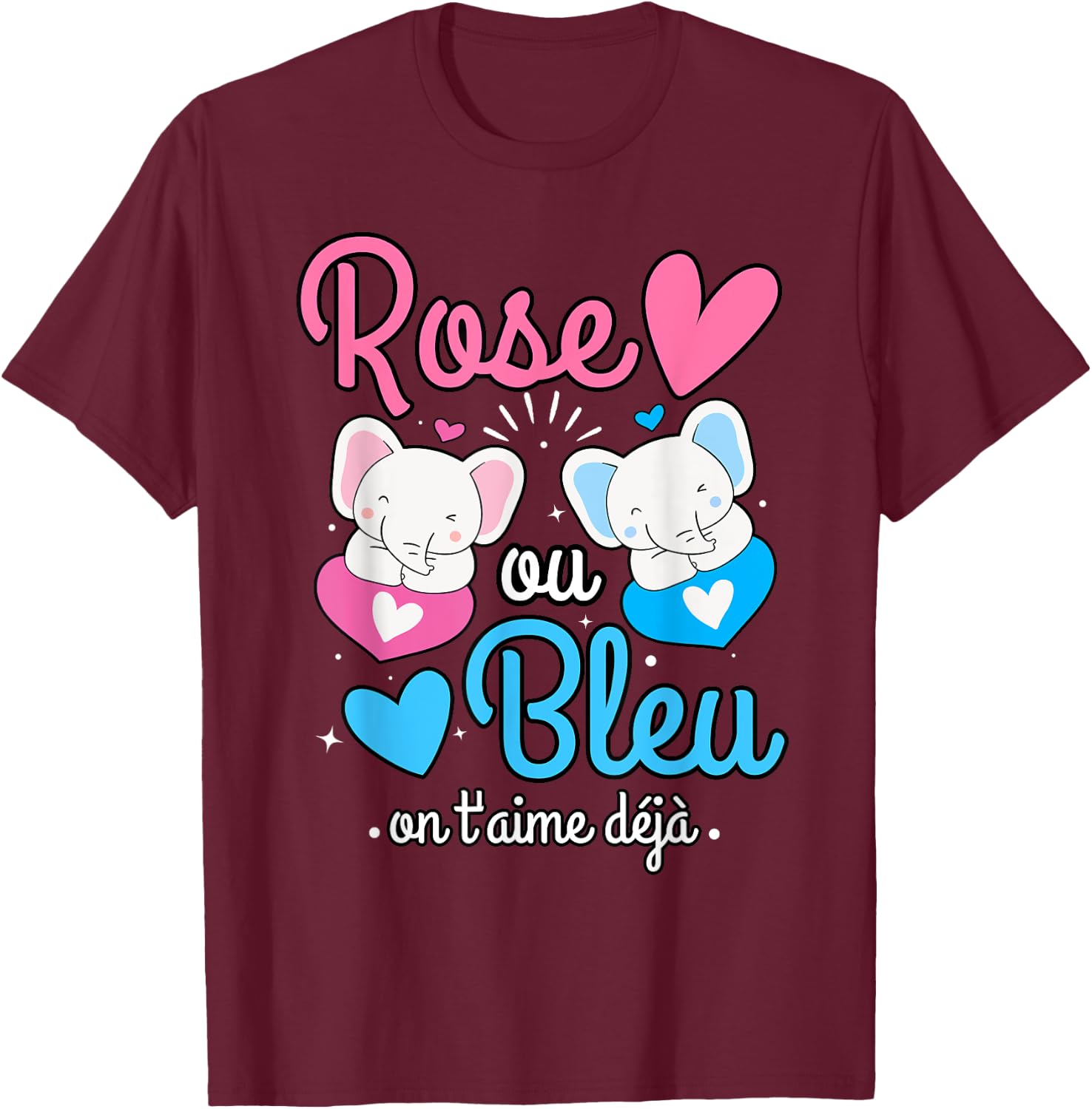 Baby shower surprise gender reveal baby sex announcement , Black, S T-Shirt - T-Shirt | Maroon