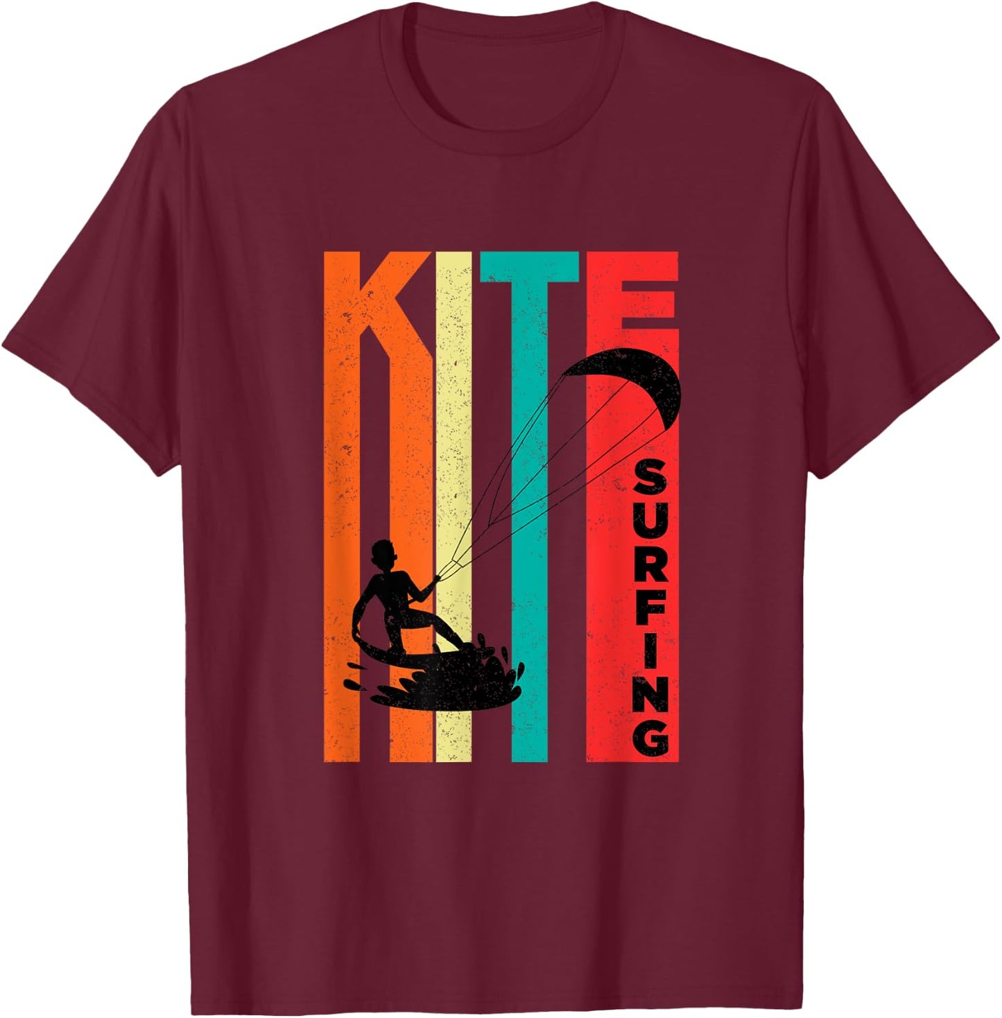 Kitesurfing Retro Vintage Kiteboard Kitesurfer Surfing Gift T-Shirt - T-Shirt | Maroon