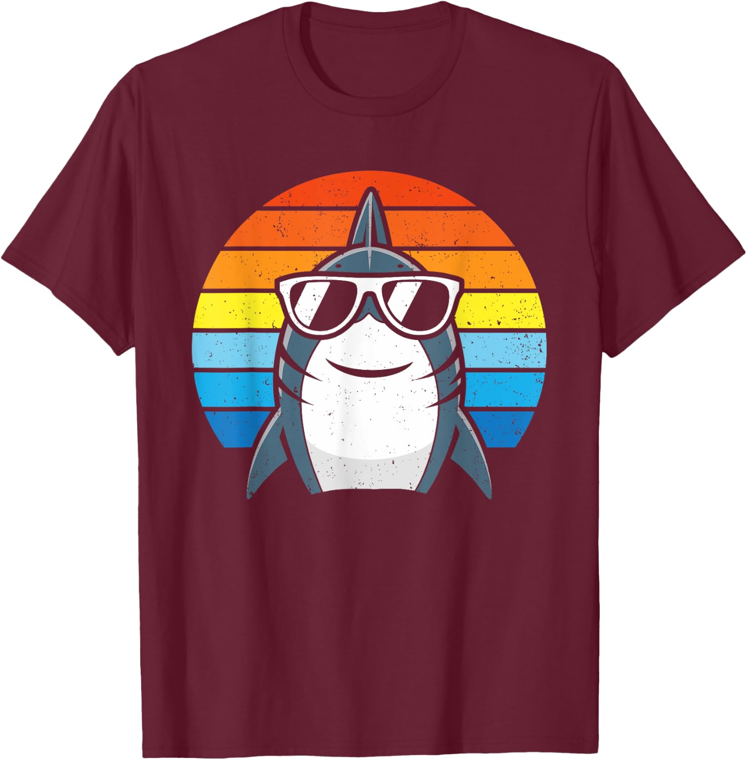 Retro Cool Shark with Sunglasses Kids Boys Men Funny Shark T-Shirt - T-Shirt | Maroon