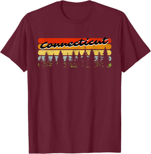 Connecticut Forest Sunset Trees Cabin Theme Souvenir T-Shirt - T-Shirt | Maroon