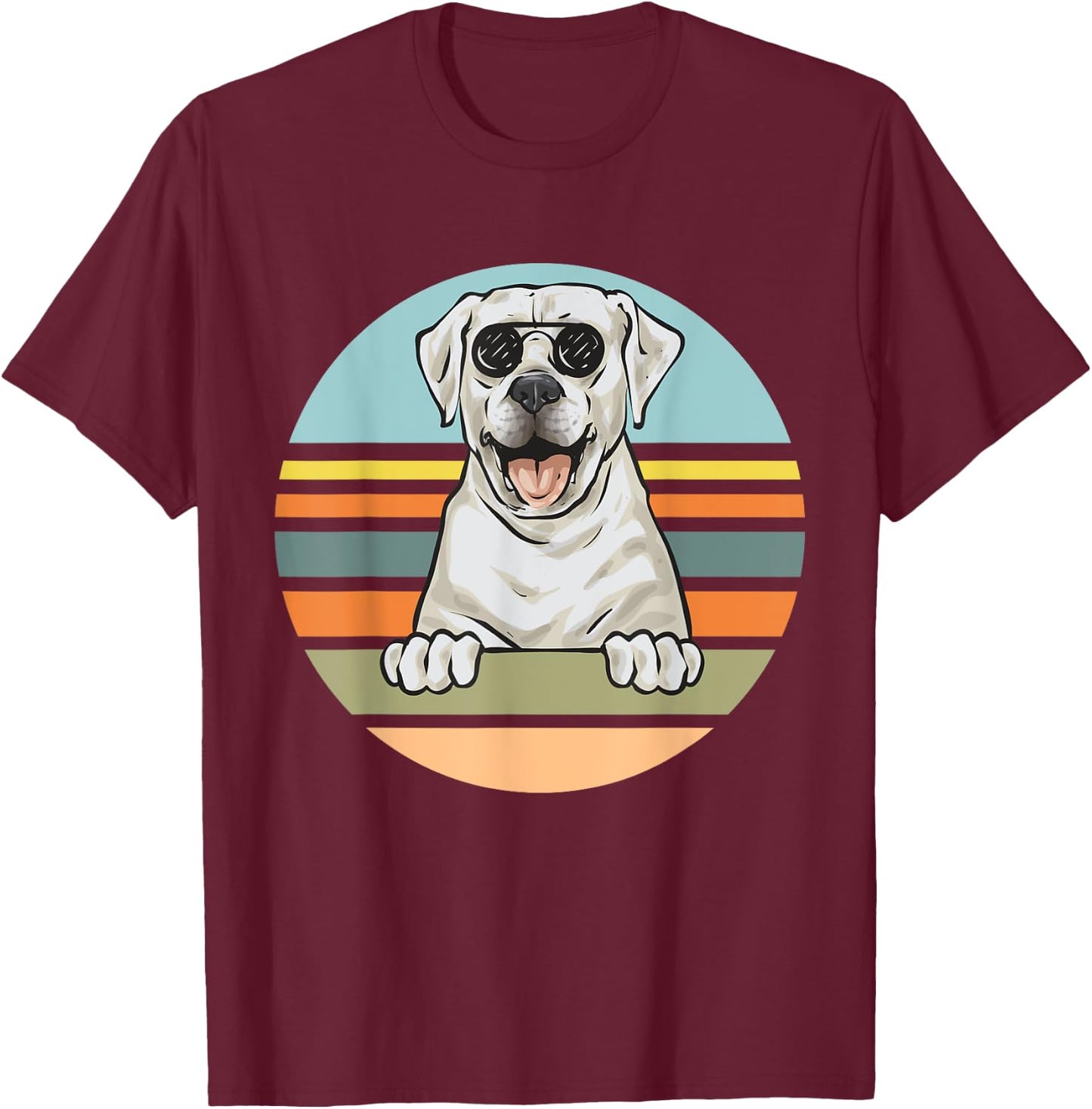 White Labrador Retriever With Sunglasses White Lab T-Shirt - T-Shirt | Maroon