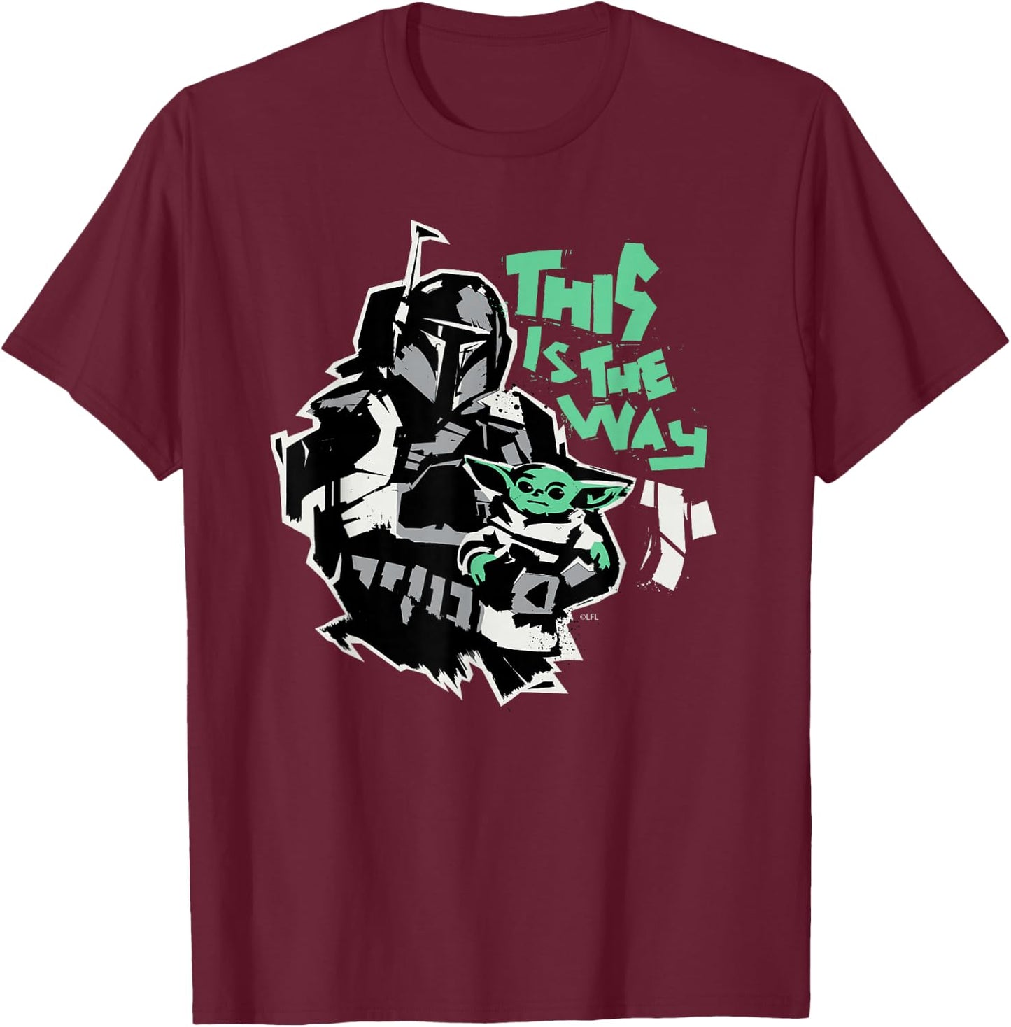 Star Wars The Mandalorian and Grogu This is the Way Raw T-Shirt - T-Shirt | Maroon