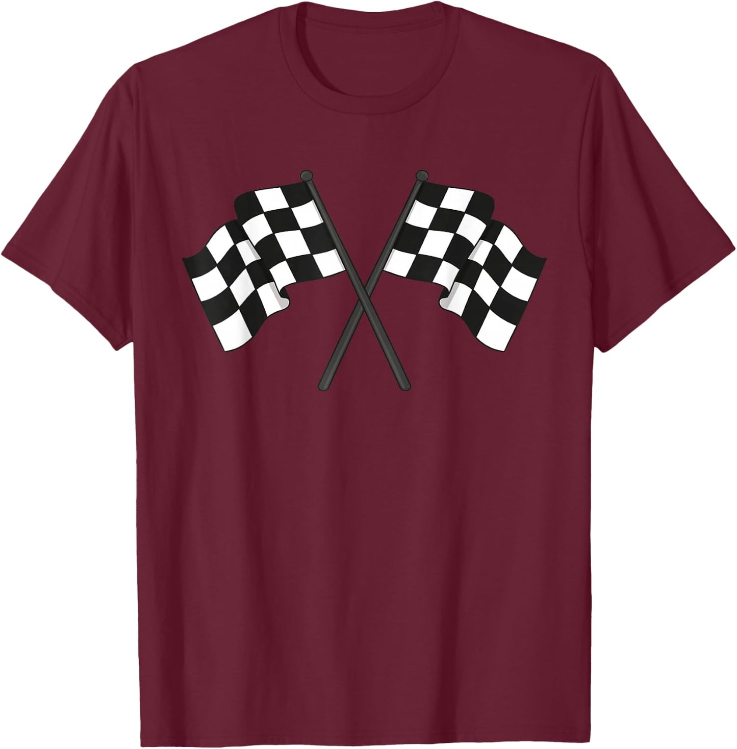 Checked Flag Racing , black T-Shirt - T-Shirt | Maroon