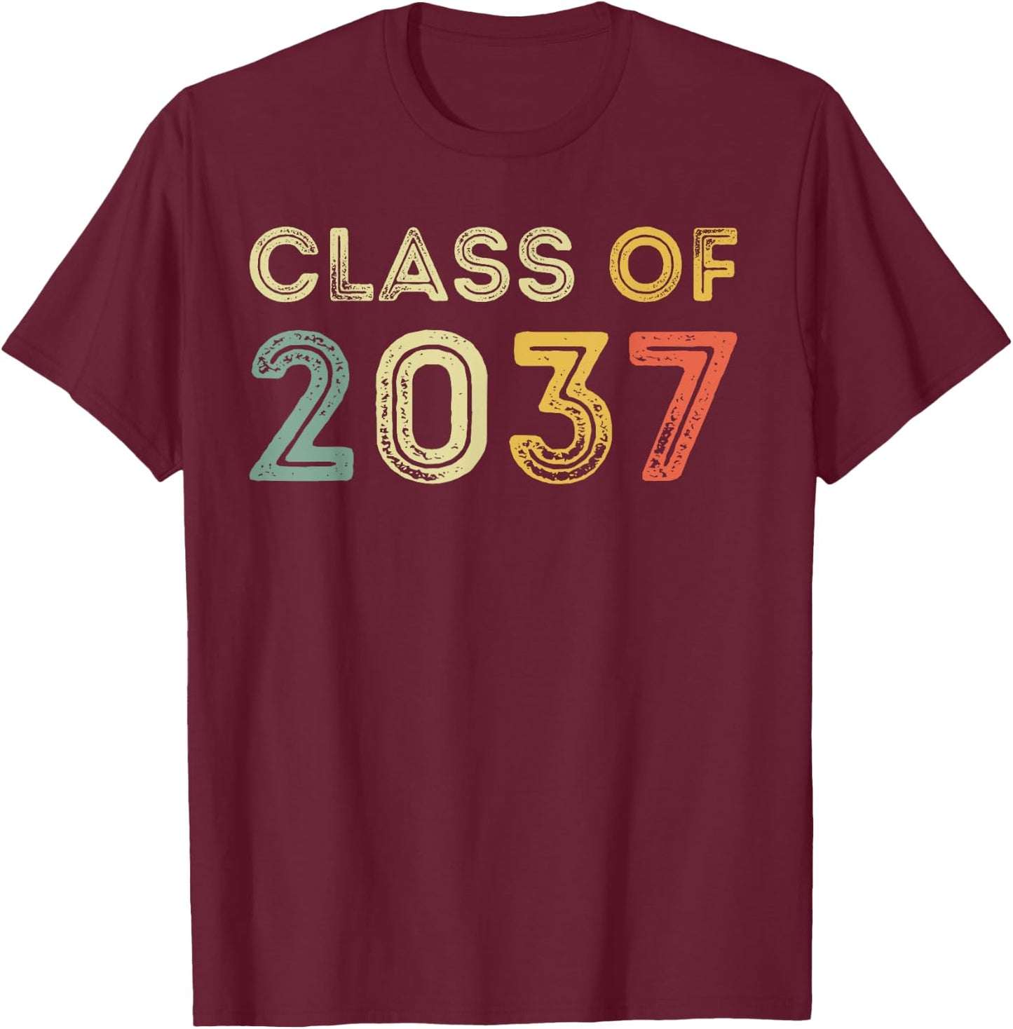 Vintage Class Of 2037 Graduation Senior 2037 T-Shirt - T-Shirt | Maroon