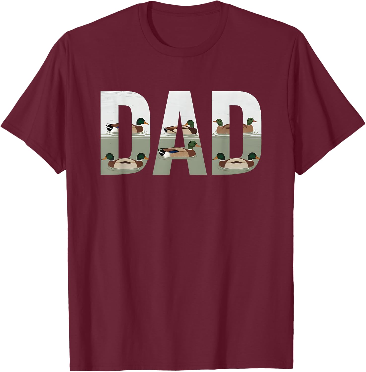 Hunting Dad Duck Camouflage Camo Fathers Day Hunter T-Shirt - T-Shirt | Maroon
