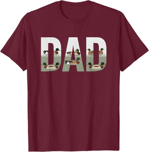 Hunting Dad Duck Camouflage Camo Fathers Day Hunter T-Shirt - T-Shirt | Maroon