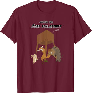 Offizielles Jäger Schlafshirt Wildschwein Fuchs und Hase T-Shirt - T-Shirt | Maroon