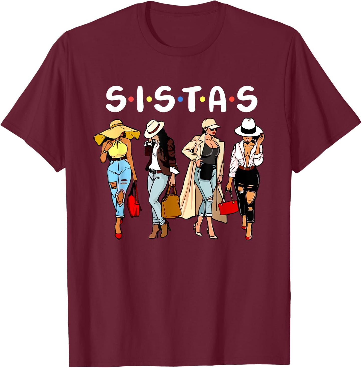 Women Proud Black Sistas Queen Melanin African American T-Shirt - T-Shirt | Maroon