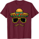 Sombrero Face Cinco De Mayo Mexican Fiesta Party Kids Boys , black, s T-Shirt - T-Shirt | Maroon
