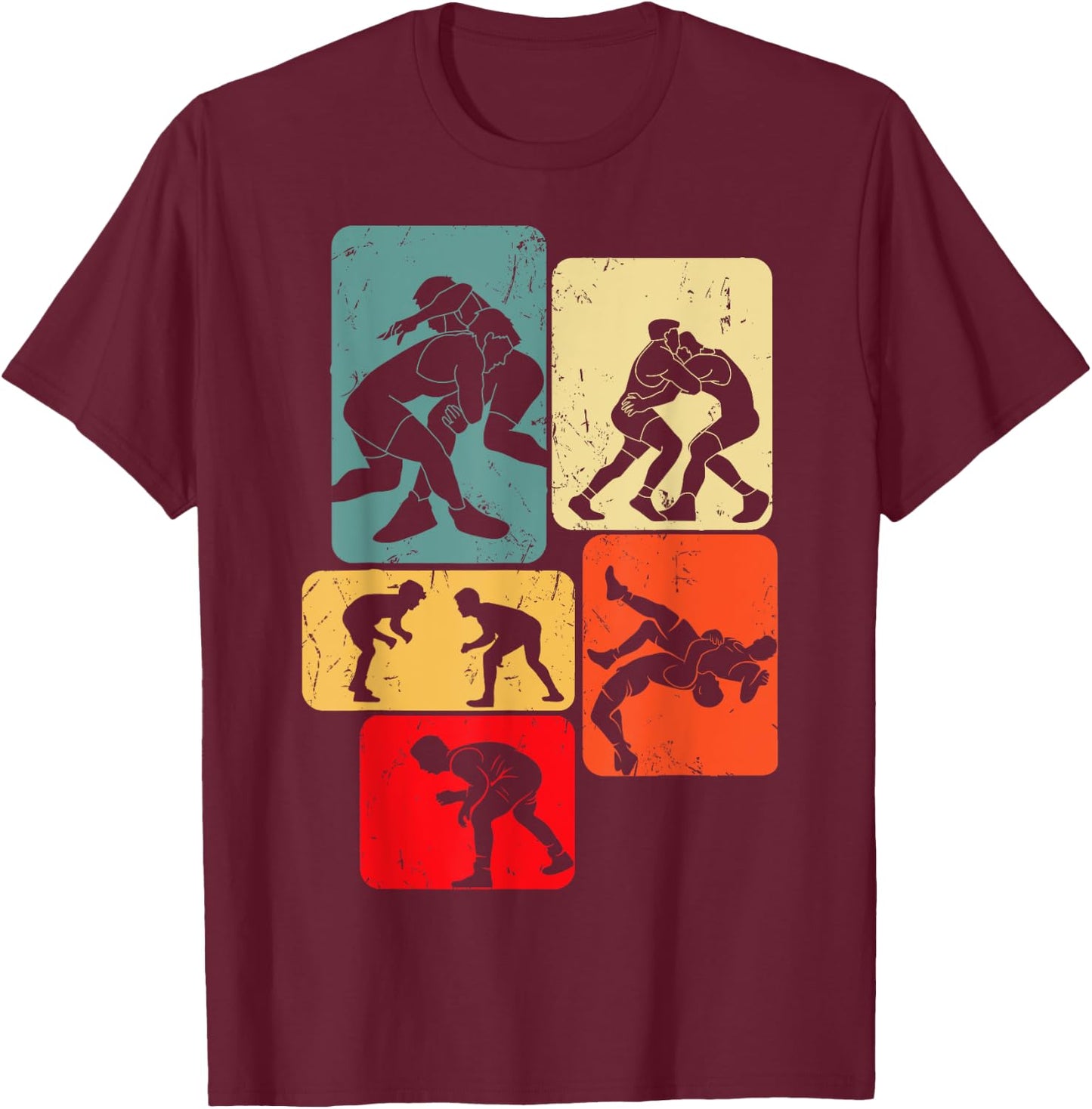 Wrestling Wrestling Child Man , Black, S T-Shirt - T-Shirt | Maroon