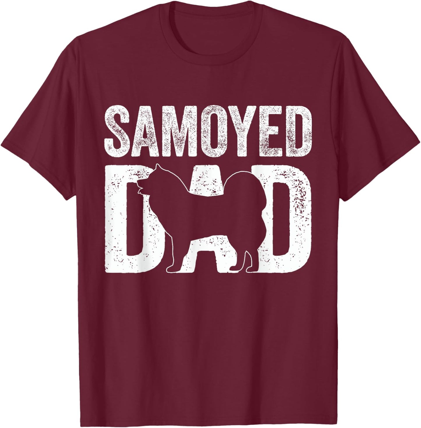 Retro Samoyed Dad Papa Father's Day Samoyed Silhouette T-Shirt - T-Shirt | Maroon