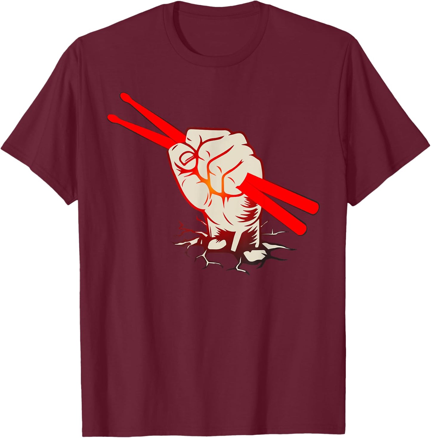 Vintage Drummer Retro Distressed Drum Sticks Hand T-Shirt - T-Shirt | Maroon