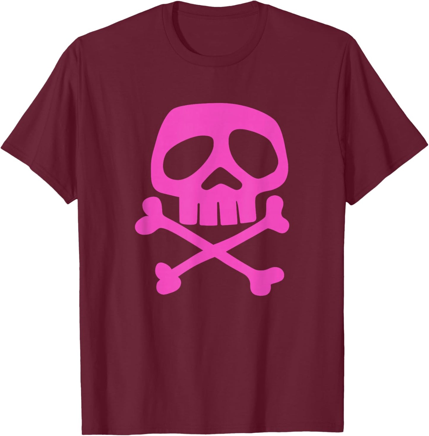 Pink Punk Rock Skull and Bones - 1980's Punk Rock T-Shirt - T-Shirt | Maroon