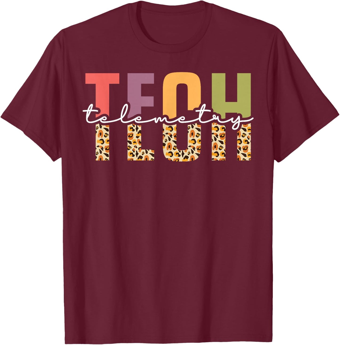 Telemetry Tech Appreciation Leopard T-Shirt - T-Shirt | Maroon