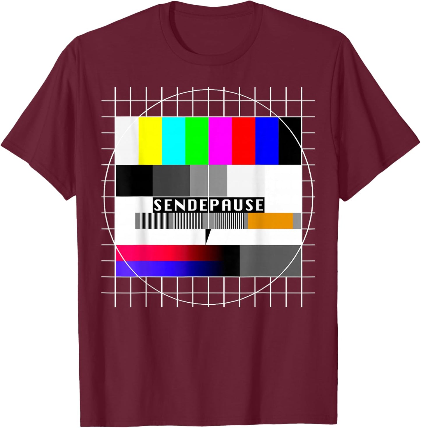 90er Outfit & 80er Motto Party Oldschool Geschenk Testbild Sendepause 90s Party 80s Outfit Costume Black Adult Small T-Shirt - T-Shirt | Maroon