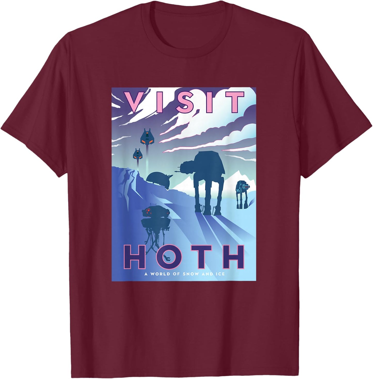 Star Wars The Empire Strikes Back Visit Hoth Postcard T-Shirt - T-Shirt | Maroon