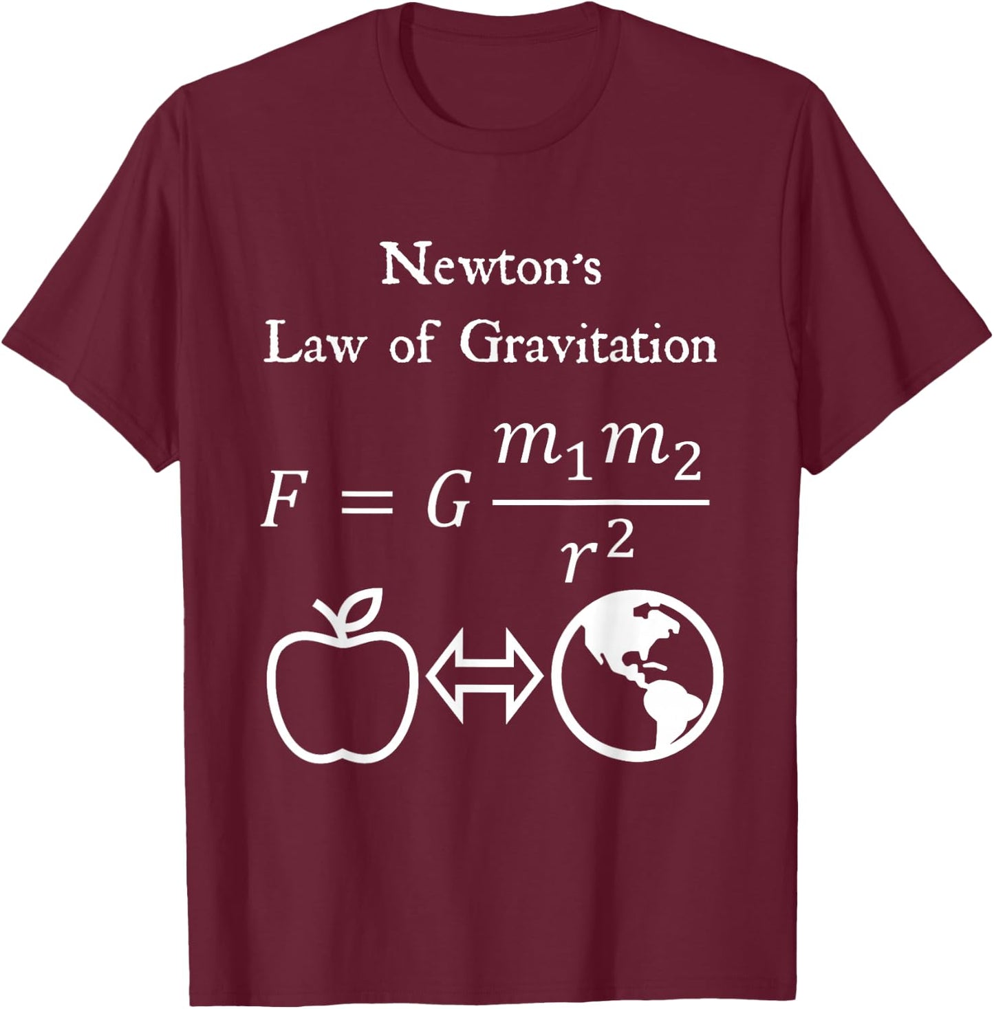 Newton's Law of Gravitation Physics Math Teacher Nerdy T-Shirt - T-Shirt | Maroon