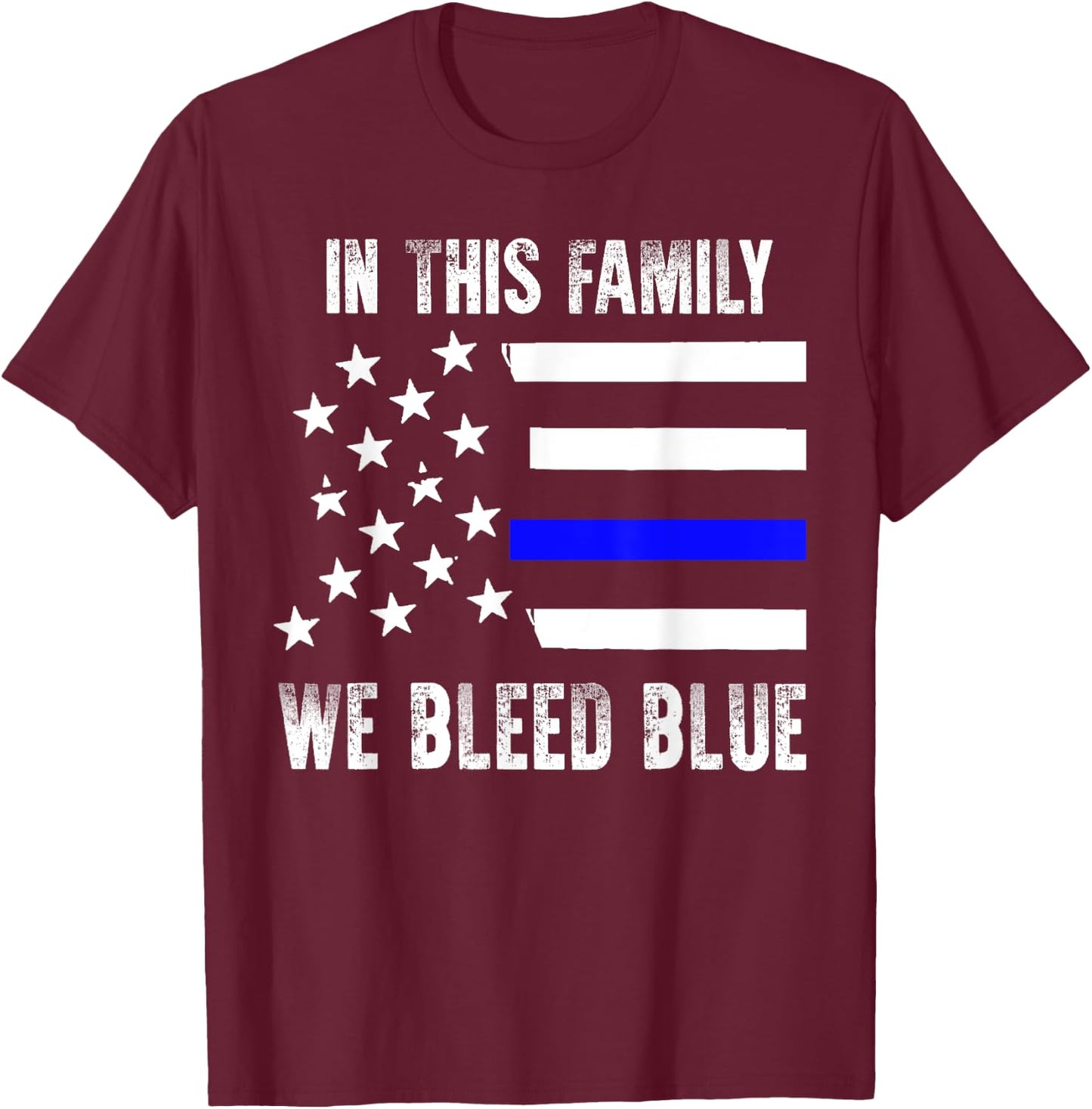 Police Cop Officer Shirt We Bleed Blue US Flag Gift T-Shirt - T-Shirt | Maroon