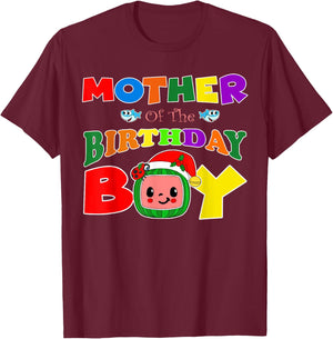 Mother Of The Birthday Boy Funny Melon Family Matching T-Shirt - T-Shirt | Maroon