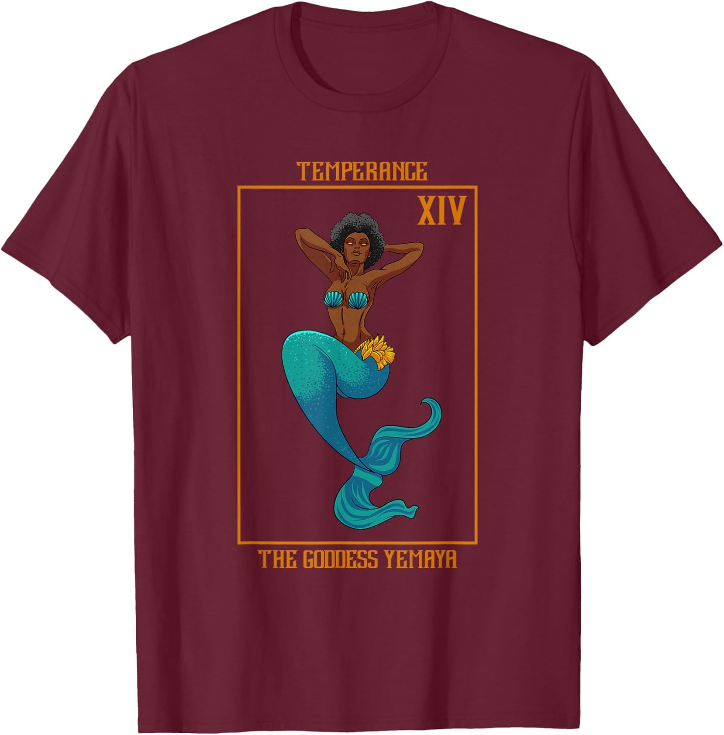 Orisha Yemaya Yemoja 7 African Powers Tarot African Mermaid T-Shirt - T-Shirt | Maroon
