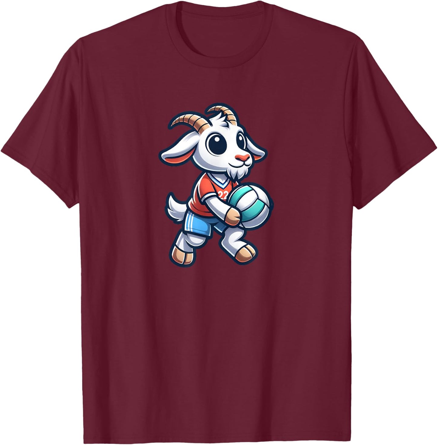 Unique Goat Volleyball Player Team Spirit Art T-Shirt - T-Shirt | Maroon