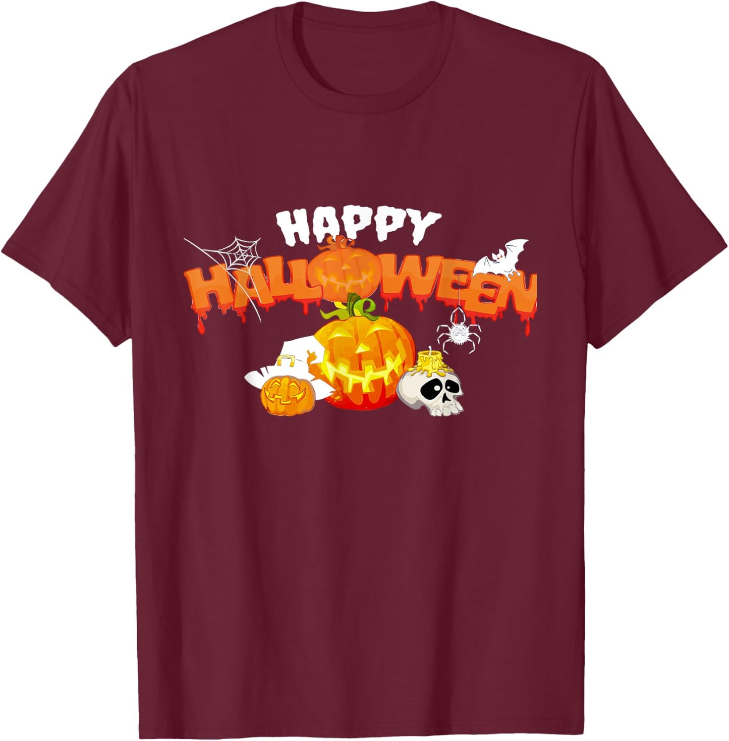 Trick Or Treat Halloween Funny Pumpkin Happy Halloween 2024 T-Shirt - T-Shirt | Maroon