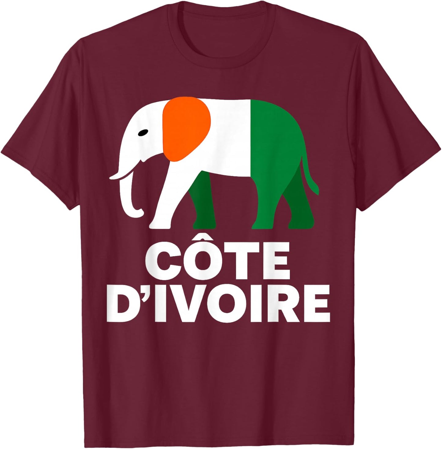 Ivory Coast Elephant Côte d’Ivoire Flag. Men, Women & Kids T-Shirt - T-Shirt | Maroon