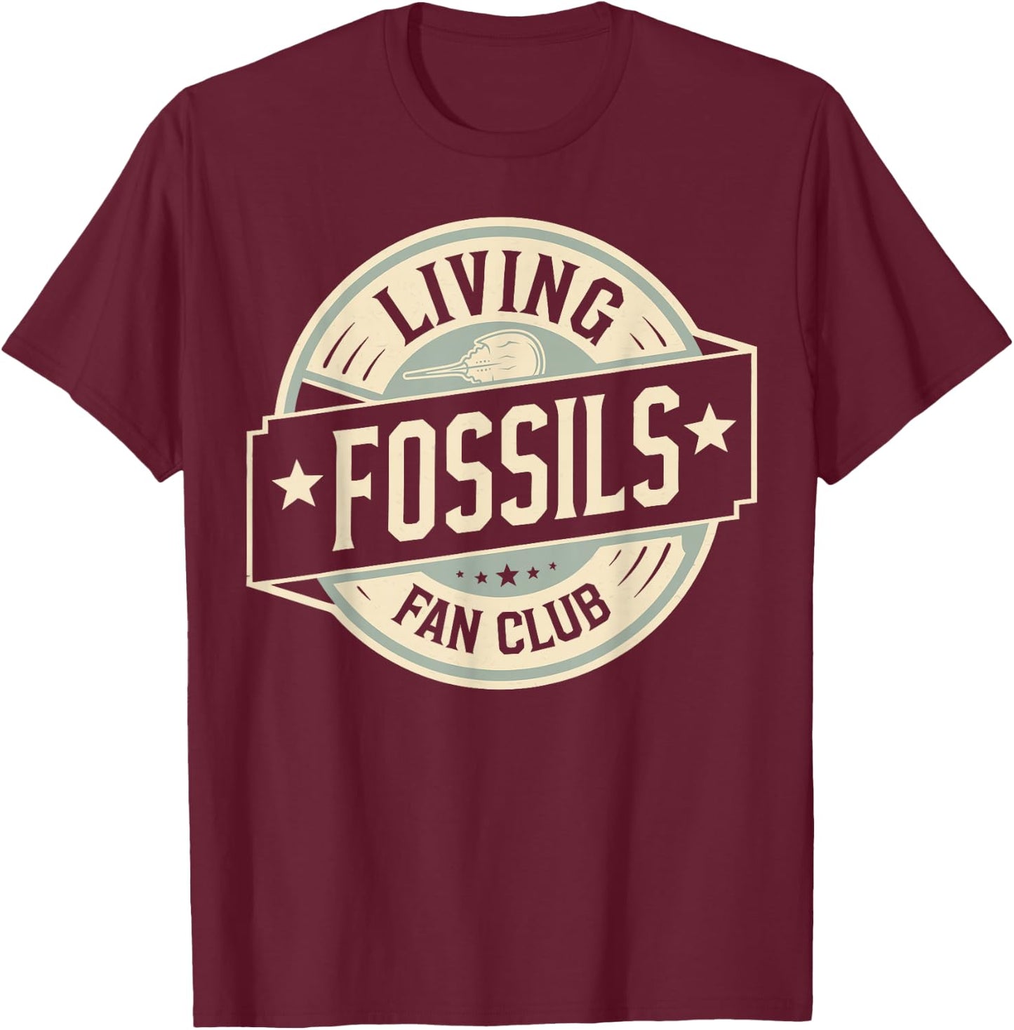 Living Fossils Fan Club Horseshoe Crabs T-Shirt - T-Shirt | Maroon