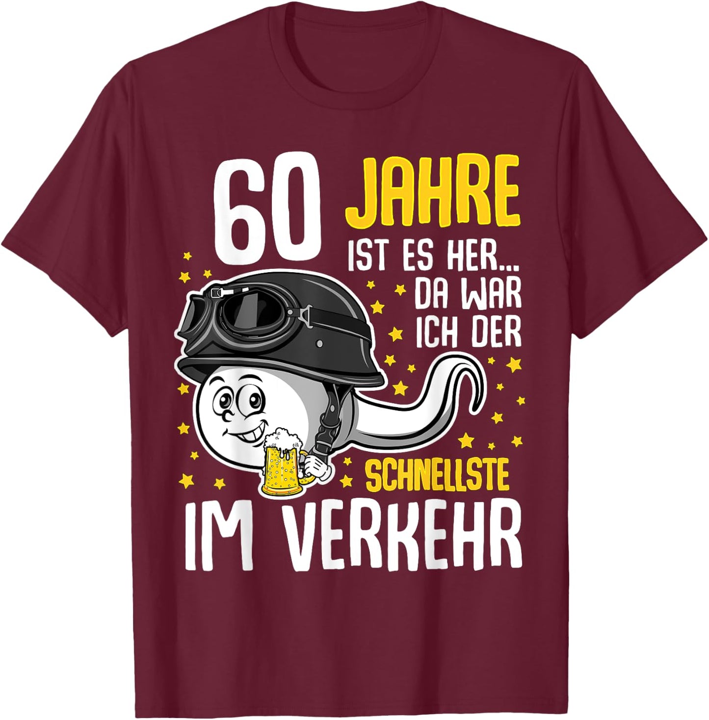 60 Years Ago The Fastest in Traffic 60th Birthday Man T-Shirt - T-Shirt | Maroon