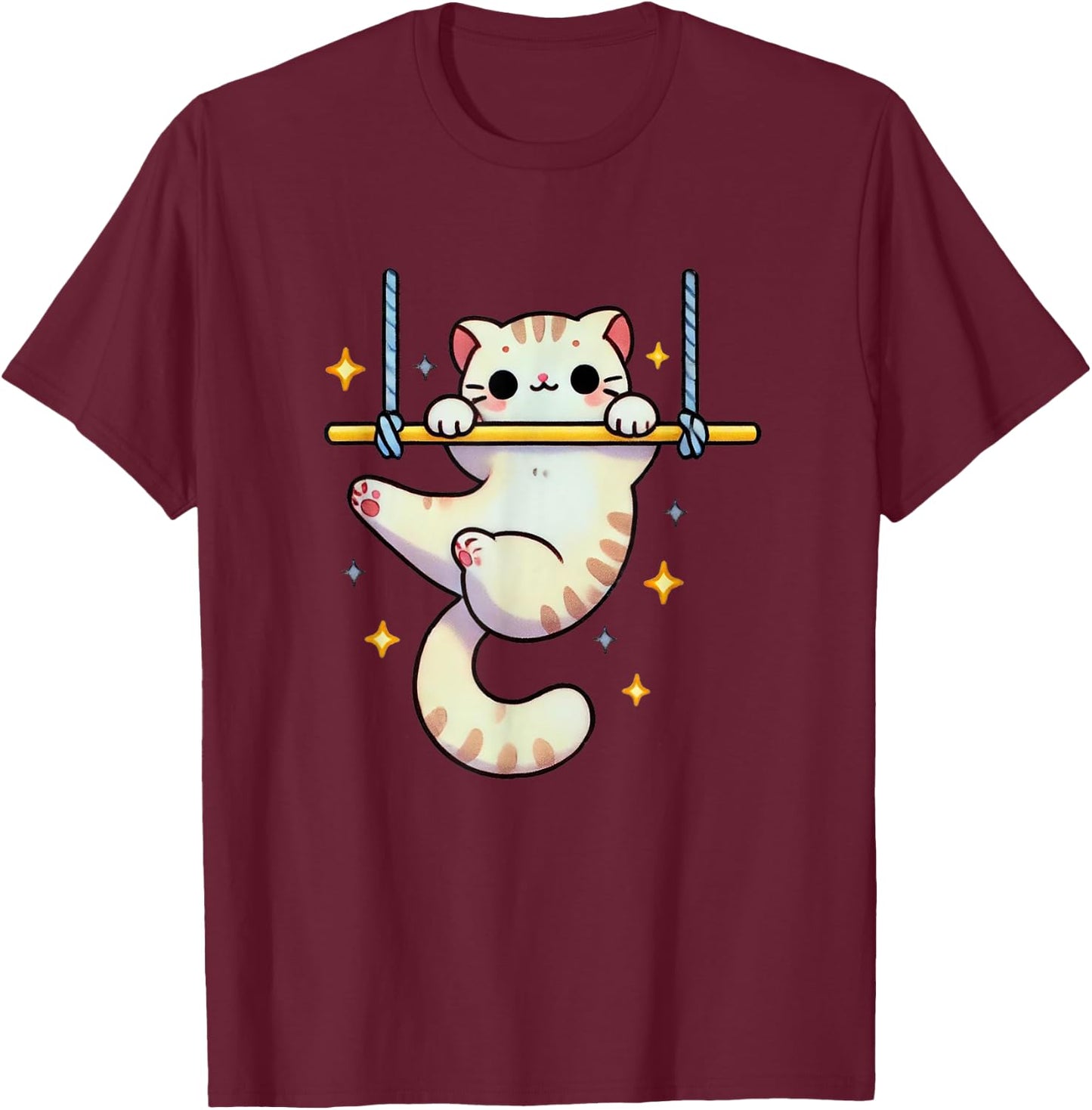 Hang In There Aerial Kitty Aerialist Cat Trapeze Men Women Kids T-Shirt - T-Shirt | Maroon