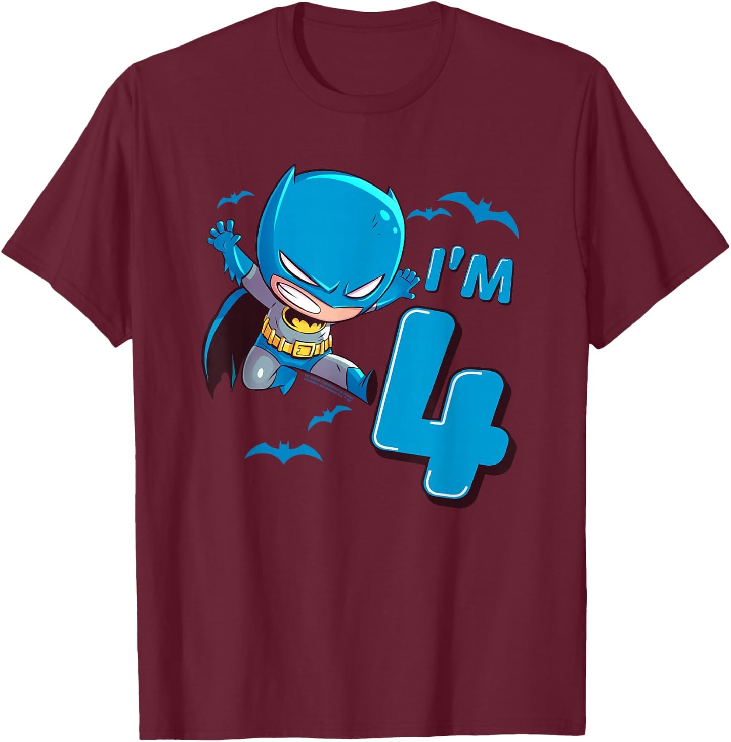 Batman 4th Birthday Cute I'm 4 T-Shirt - T-Shirt | Maroon