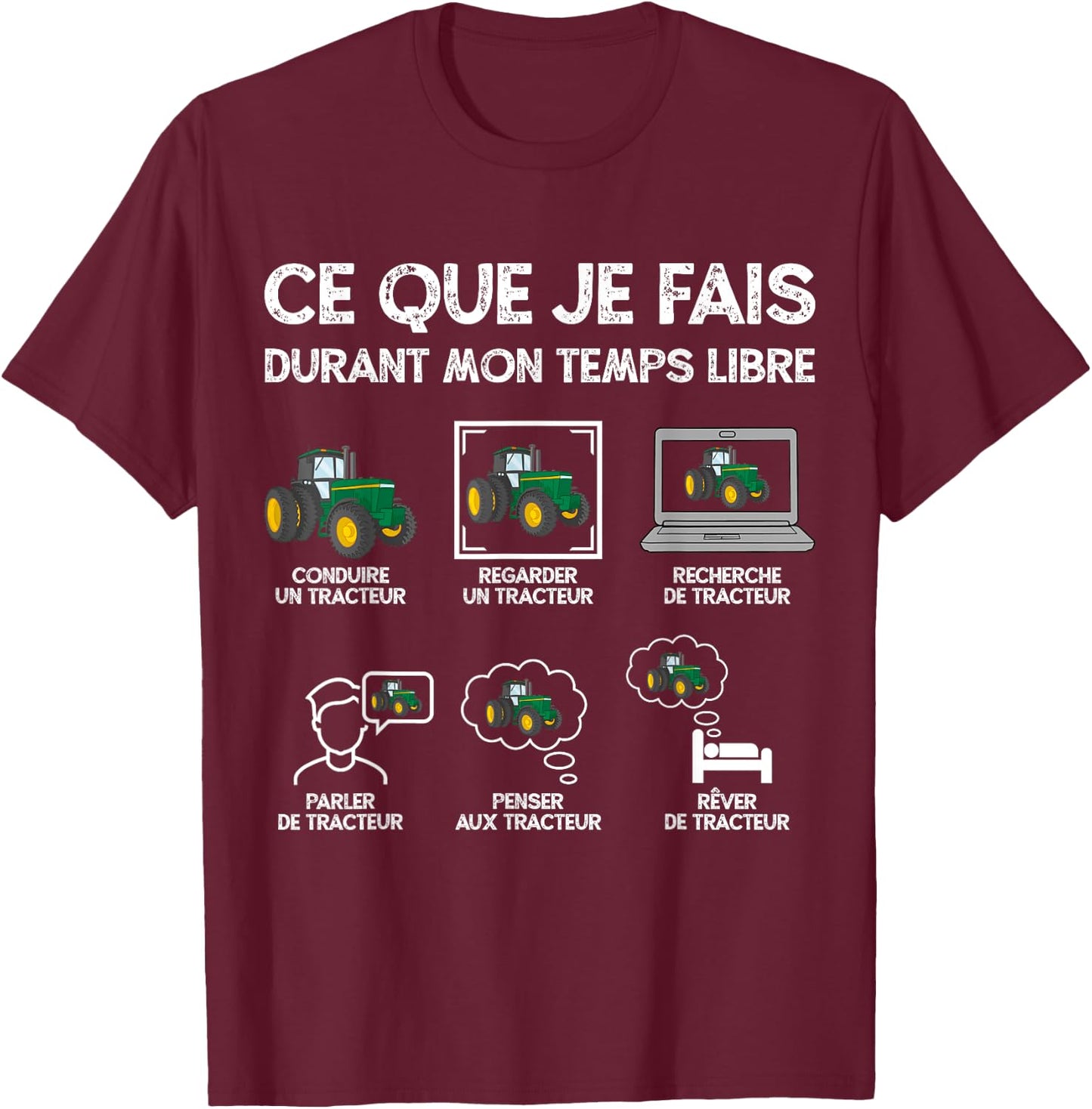 Tractor Man Woman Boys Child Farmer Farmer T-Shirt - T-Shirt | Maroon