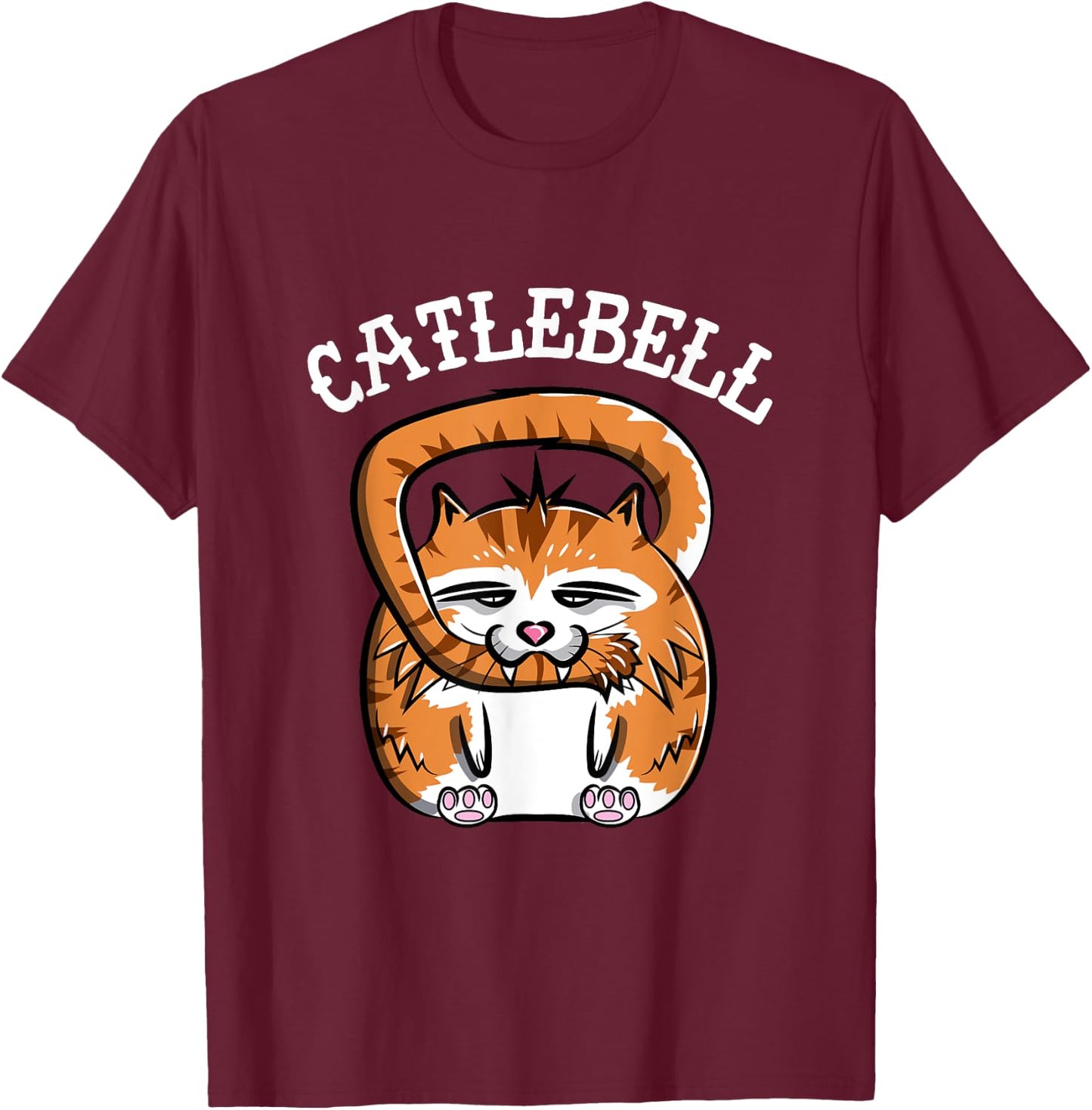 Catlebell Kettlebell Cat Workout T Shirt Gym Cat lover Women Kids T-Shirt - T-Shirt | Maroon