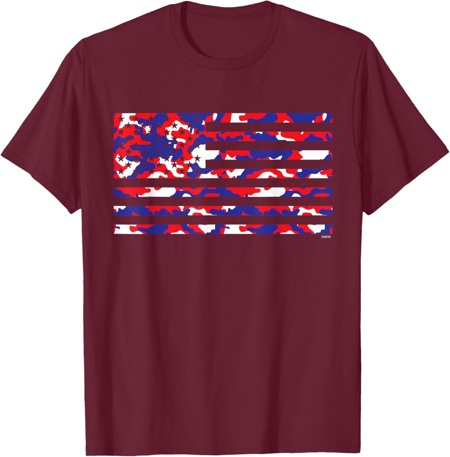 Red White and Blue Camo American Flag USA T-Shirt - T-Shirt | Maroon
