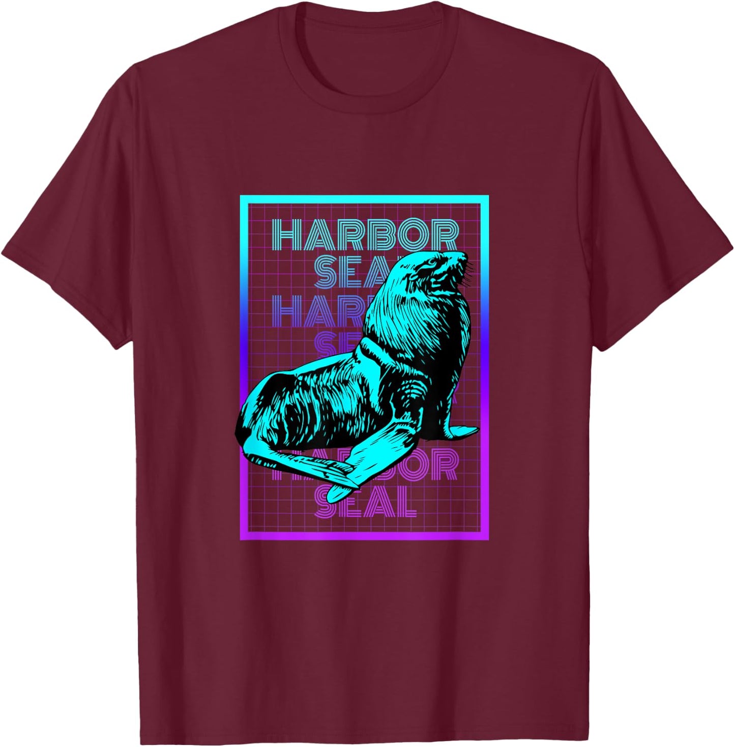 Harbor Seal Animal Vintage Retro Harbor Seal T-Shirt - T-Shirt | Maroon