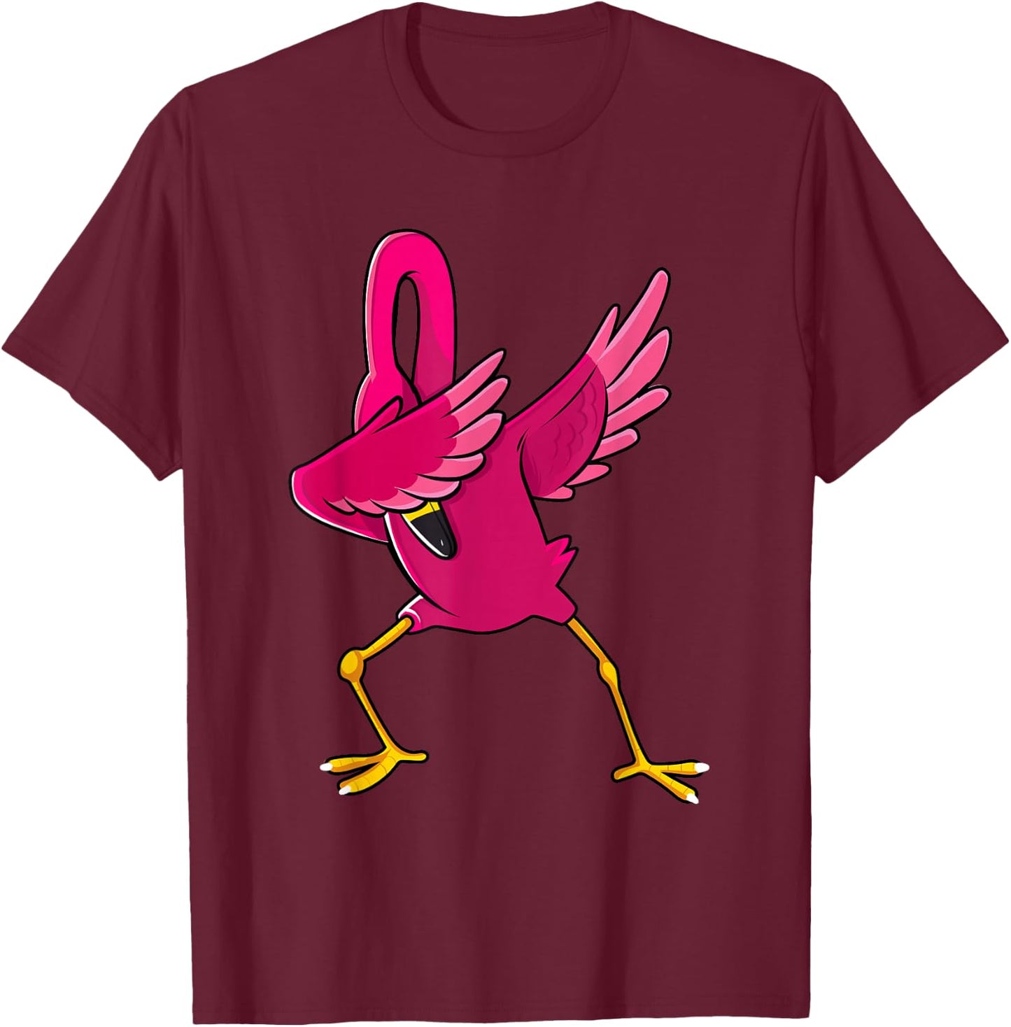 Dabbing Pink Flamingo Tropical Animal Lover Men Women Kids T-Shirt - T-Shirt | Maroon