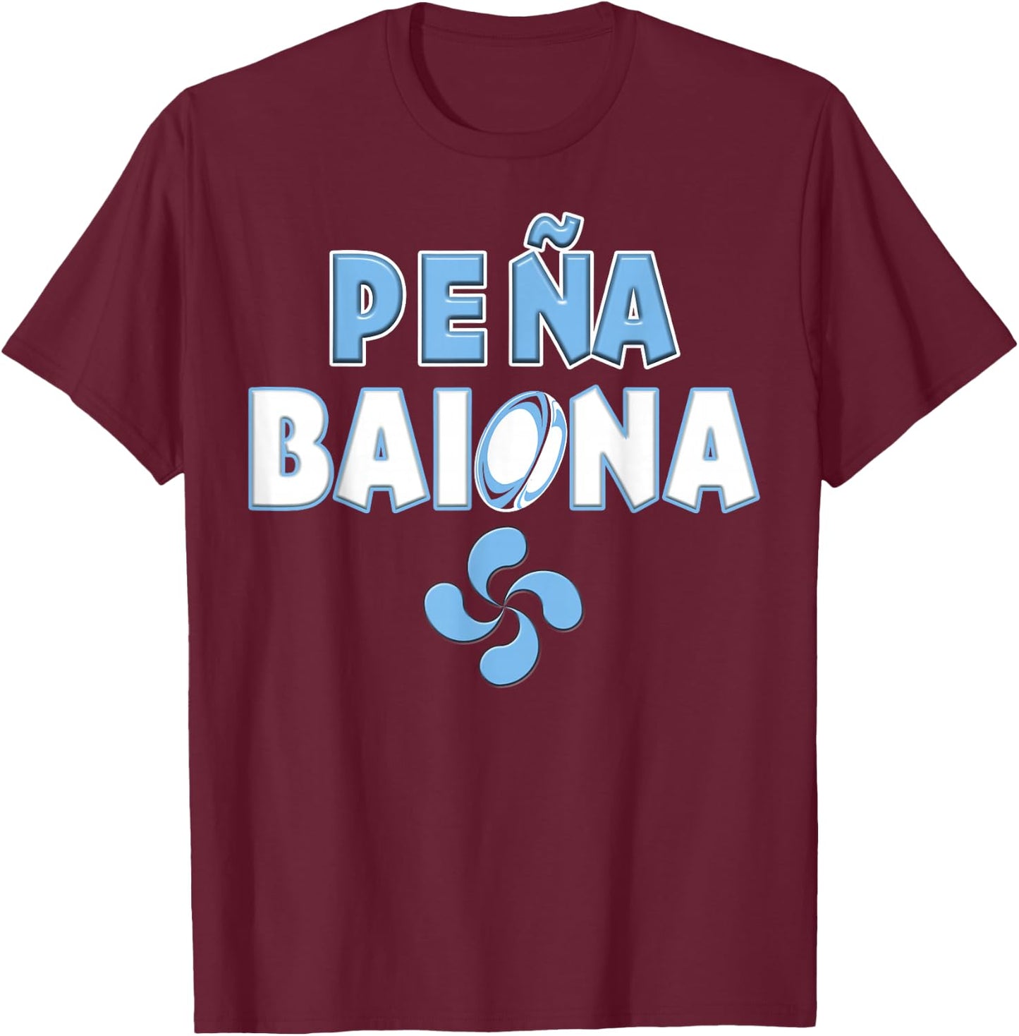 L'Esprit Du Rugby Bayonnais Basque Country Supporter Family , Black, S T-Shirt - T-Shirt | Maroon