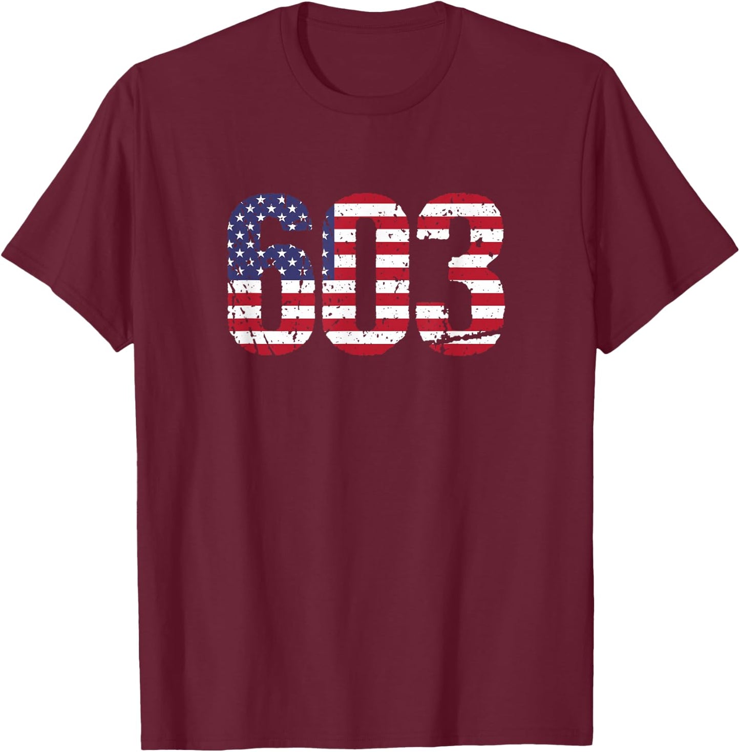 603 New Hampshire Area Code T-Shirt - T-Shirt | Maroon