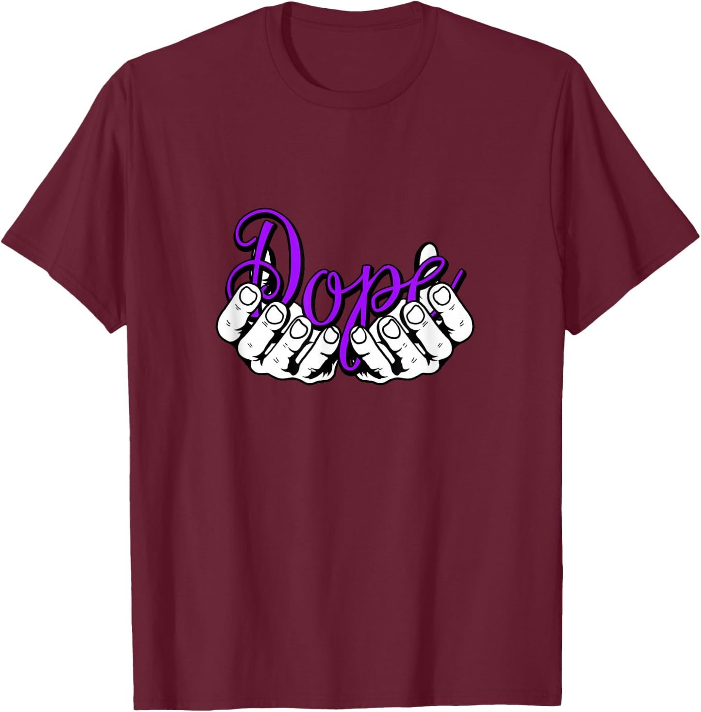 Purple Color Hands DOPE Purple Graphic T-Shirt - T-Shirt | Maroon