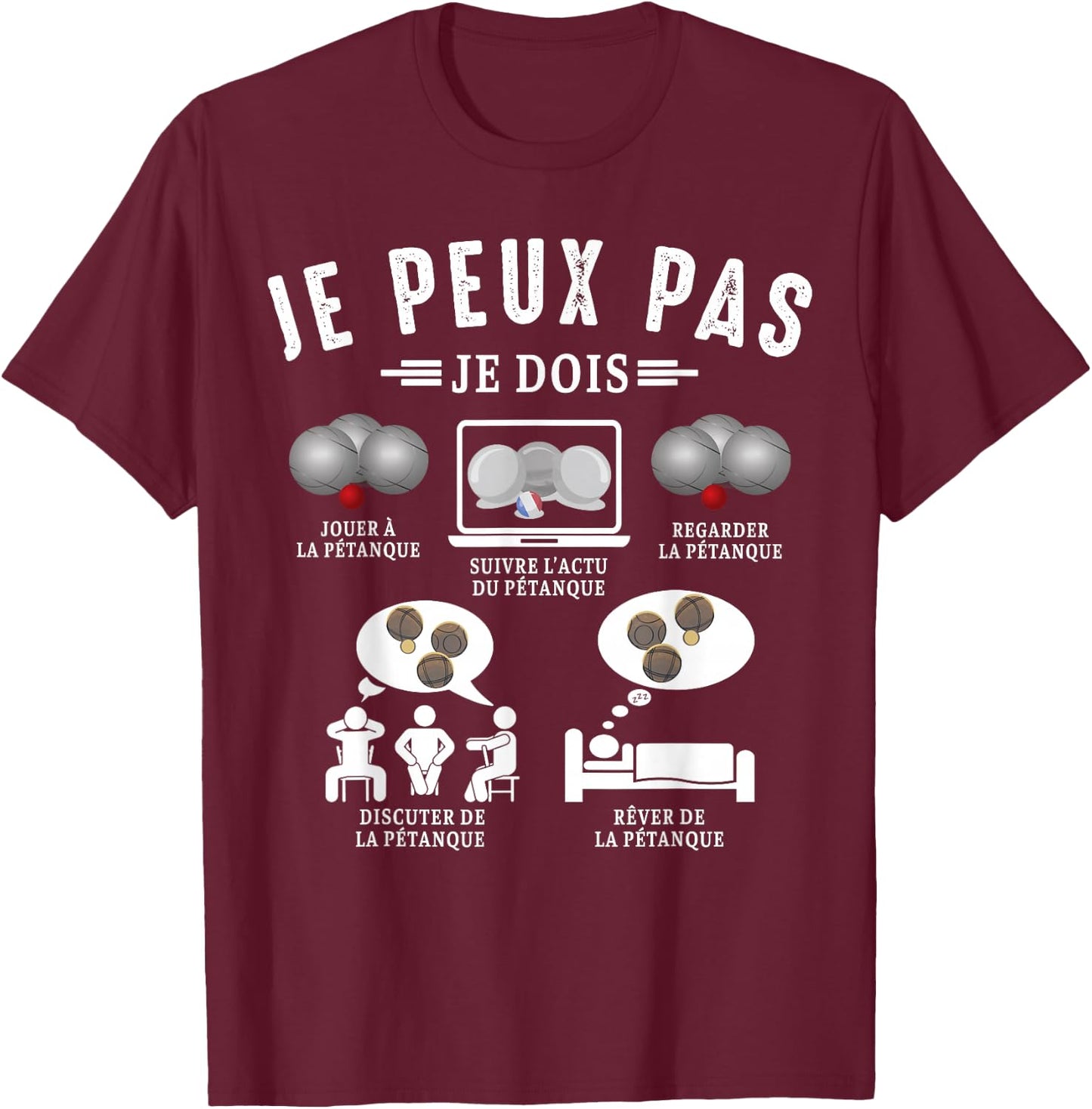 I can not I have the balls Boccia Ball Petanque Funny T-Shirt - T-Shirt | Maroon