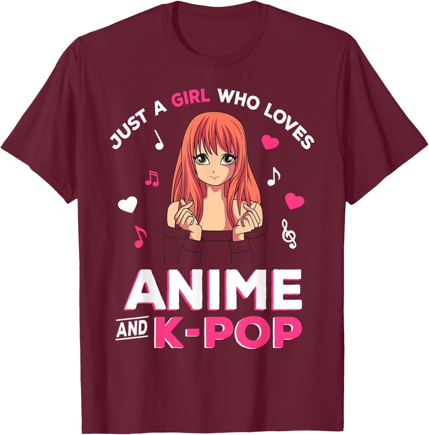 Anime Girls' K-Pop Children's Manga Merch T-Shirt - T-Shirt | Maroon