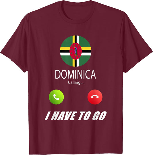 Dominica Flag Souvenir Dominica is calling T-Shirt - T-Shirt | Maroon