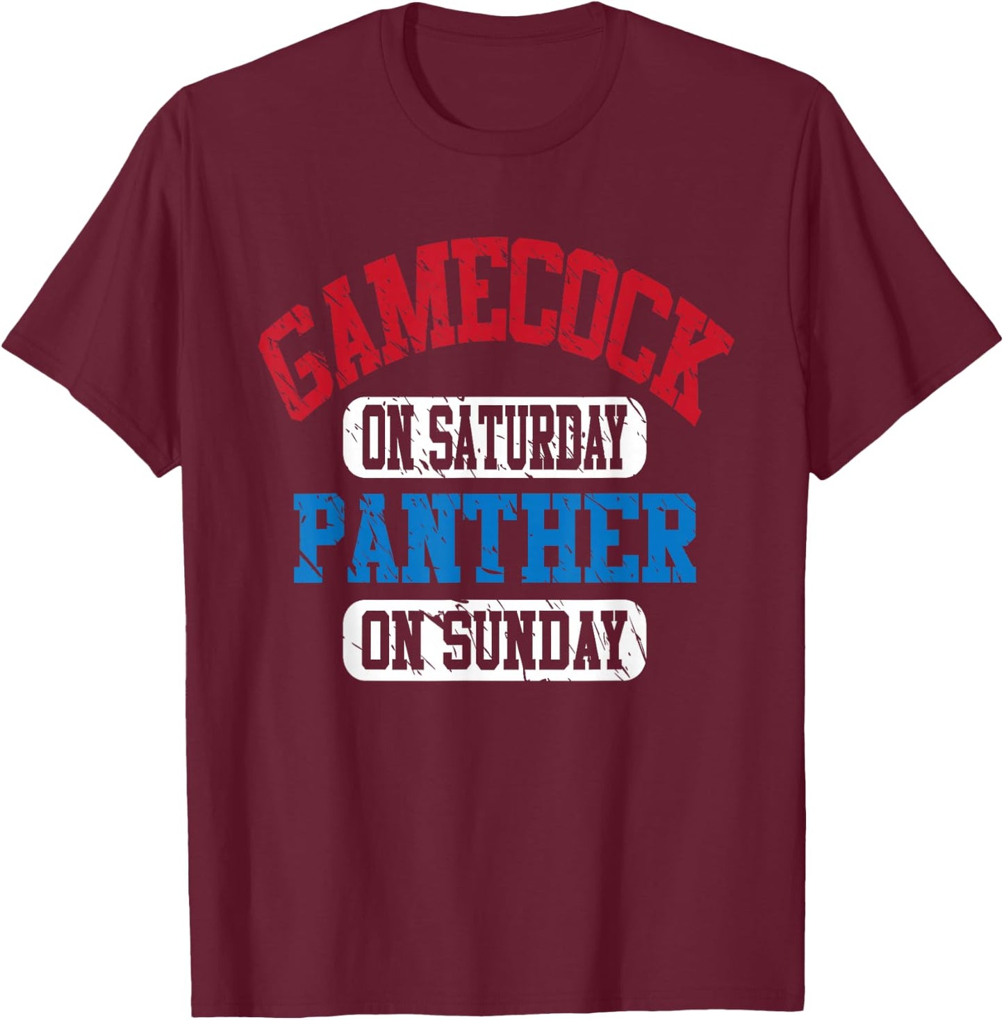 Gamecock On Saturday Panther On Sunday Fanny Vintage Sports T-Shirt - T-Shirt | Maroon