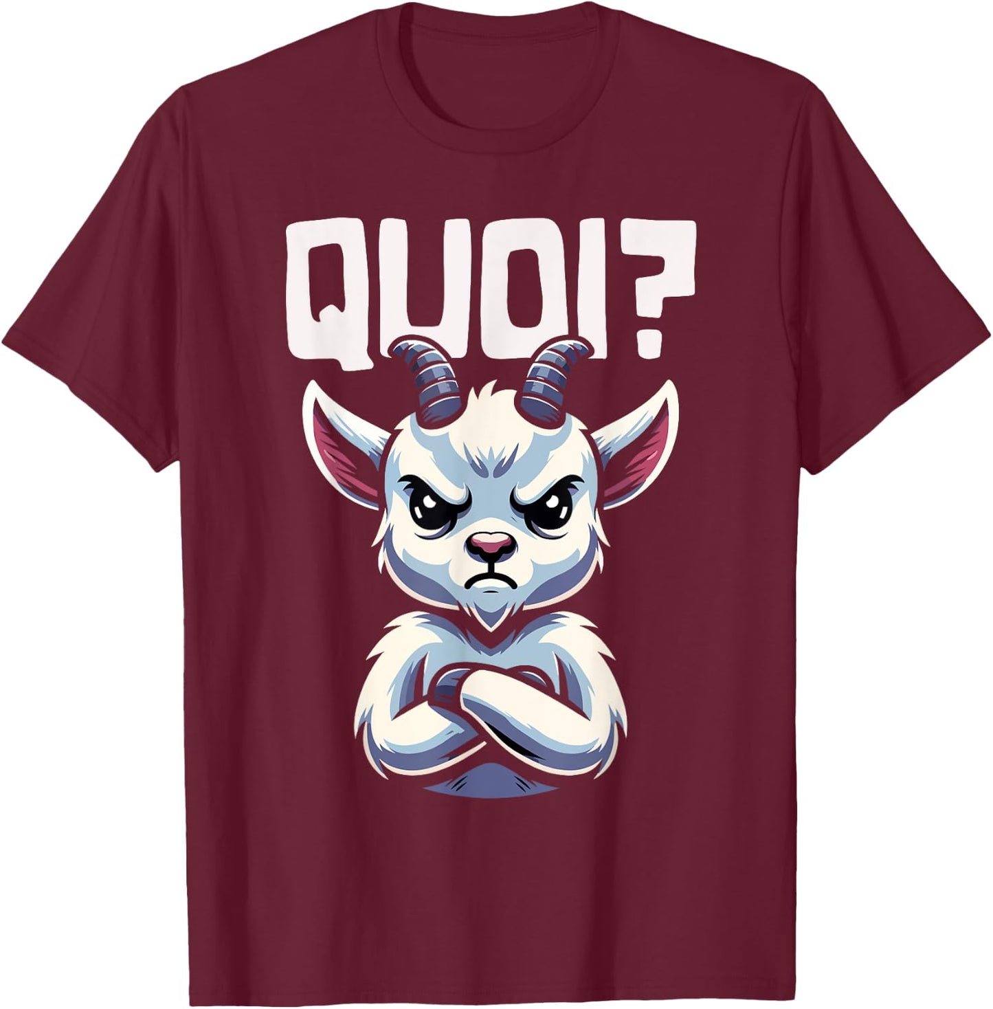 Goat Funny Woman Girl Boy What Idea Goat , Black, S T-Shirt - T-Shirt | Maroon