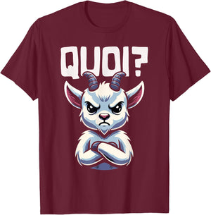 Goat Funny Woman Girl Boy What Idea Goat , Black, S T-Shirt - T-Shirt | Maroon