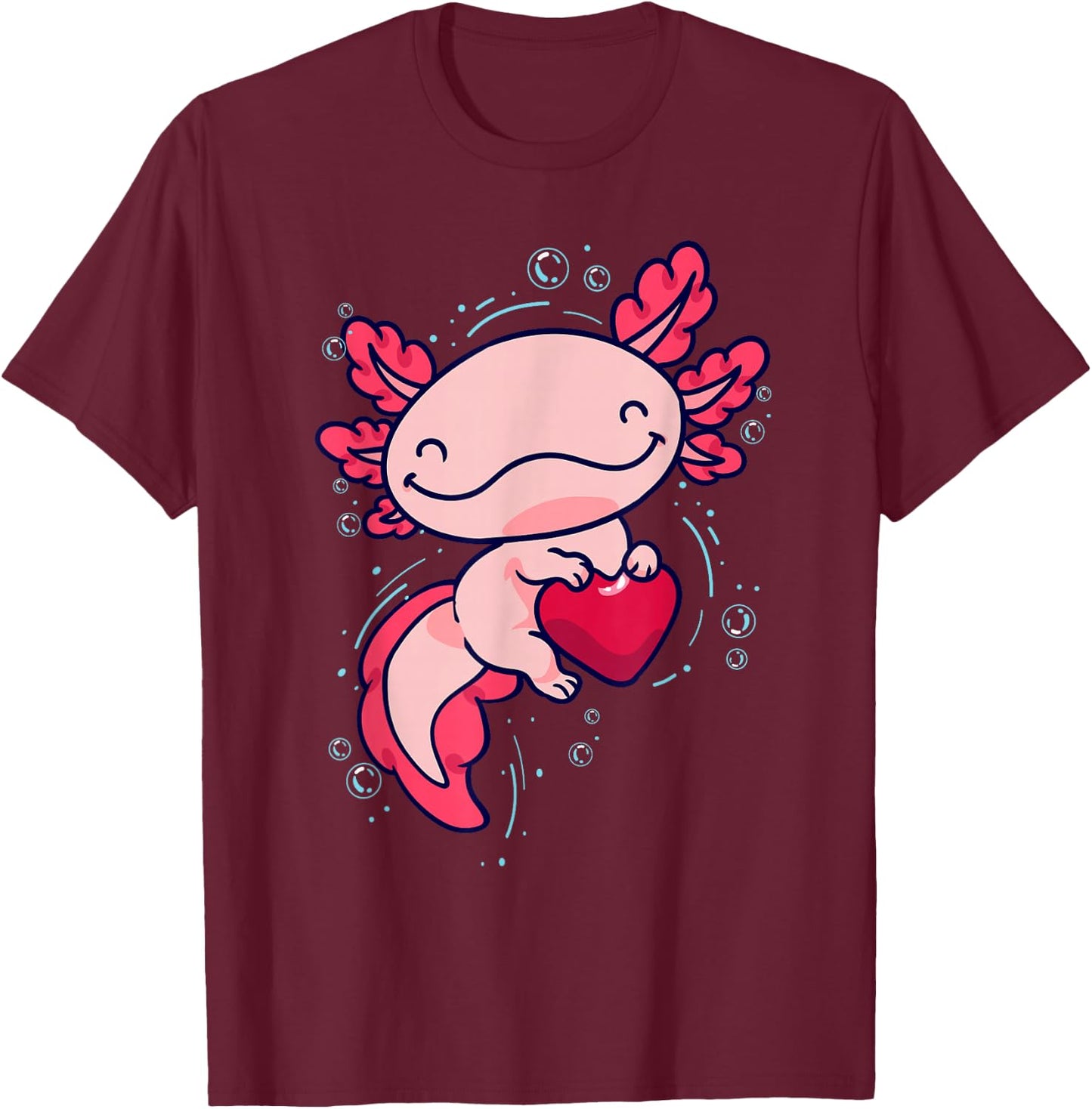 Axolotl Shirt Axolotl Shirts For Girls Boys Kids Cute Heart T-Shirt - T-Shirt | Maroon